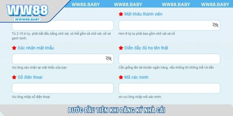 Bước đầu tiên khi đăng ký nhà cái